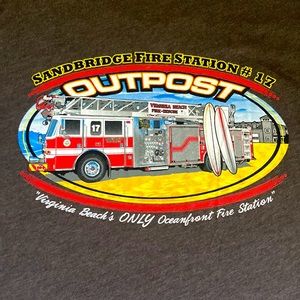 Mens Sandbridge VA Firestation T. Size Large in brown Color